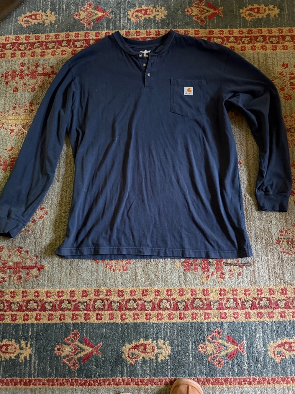 Carhartt Navy Long-Sleeve Henley Pocket Shirt
